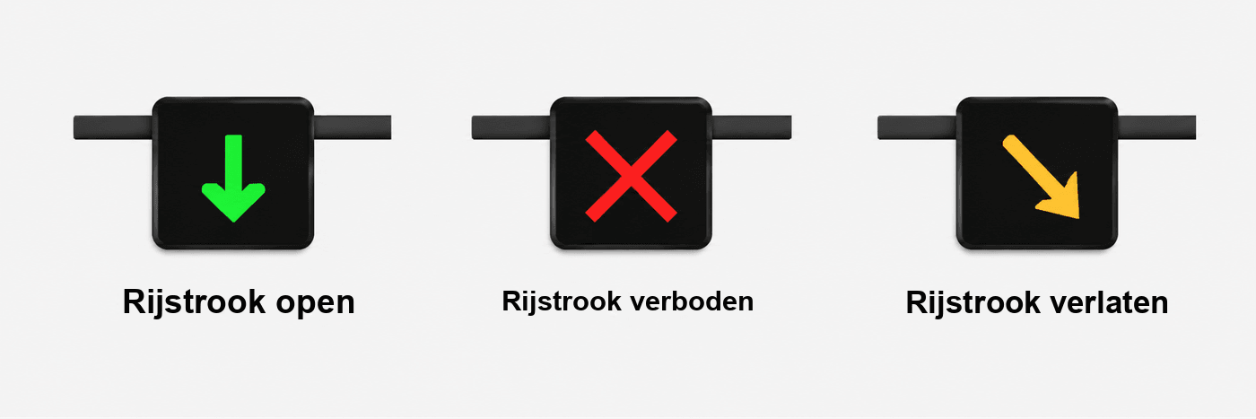 Verkeerslichten boven de rijstroken