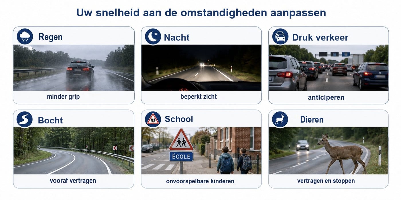 Uw snelheid aan de omstandigheden aanpassen